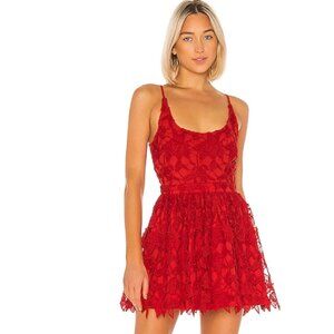 X by NBD Chase Mini Dress Womens M Candy Red Lace Revolve Wedding Guest